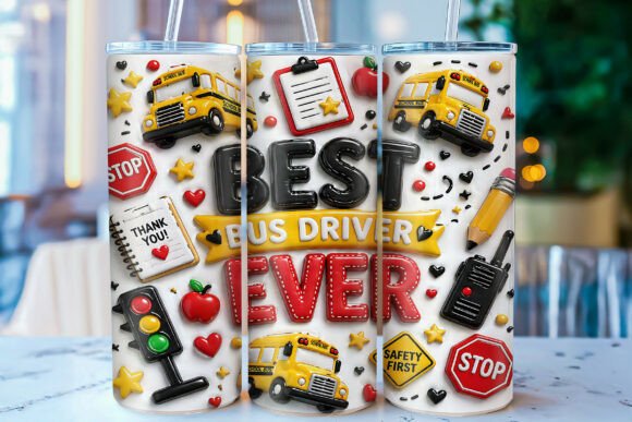 3D Bus Driver 20oz Tumbler Wrap PNG