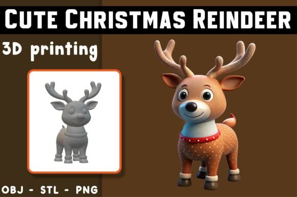 Cute Christmas Reindeer 3D Model