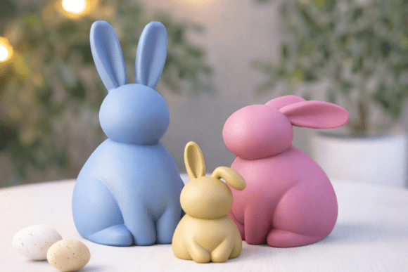 Easter Bunny Family Set STL 3D Models for Easy 3D Print