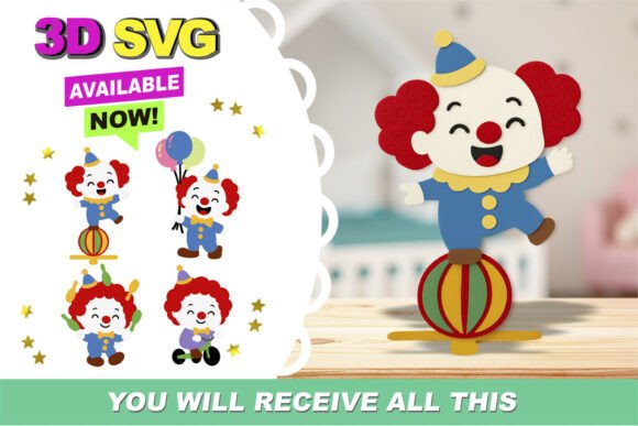 Funny Clown 3D SVG: A Versatile Design Asset