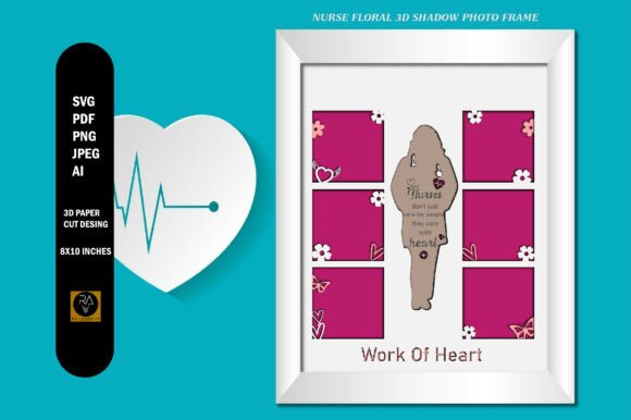 Nurse Floral 3D Shadow Box Photo Frame