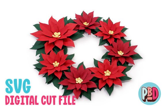 Poinsettia Wreath 3D Papercraft
